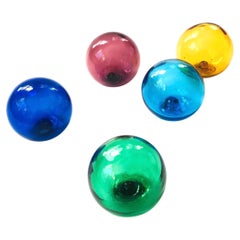 Set of 5 Colorful Vintage Glass Fishing Floats