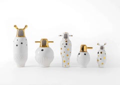 Set of 5 Contemporary Decor Glazed Ceramic Showtime Vase Collection