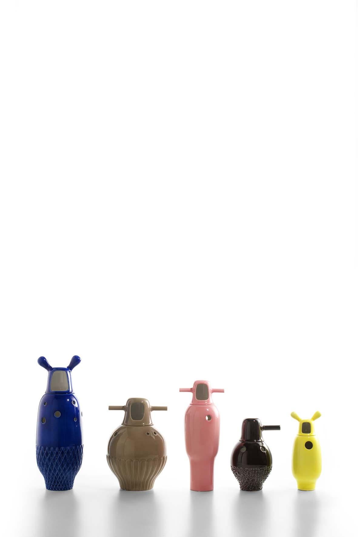 Glazed Set of 5 contemporary ceramic multi-coloured Showtime Vases by Jaime Hayon  For Sale
