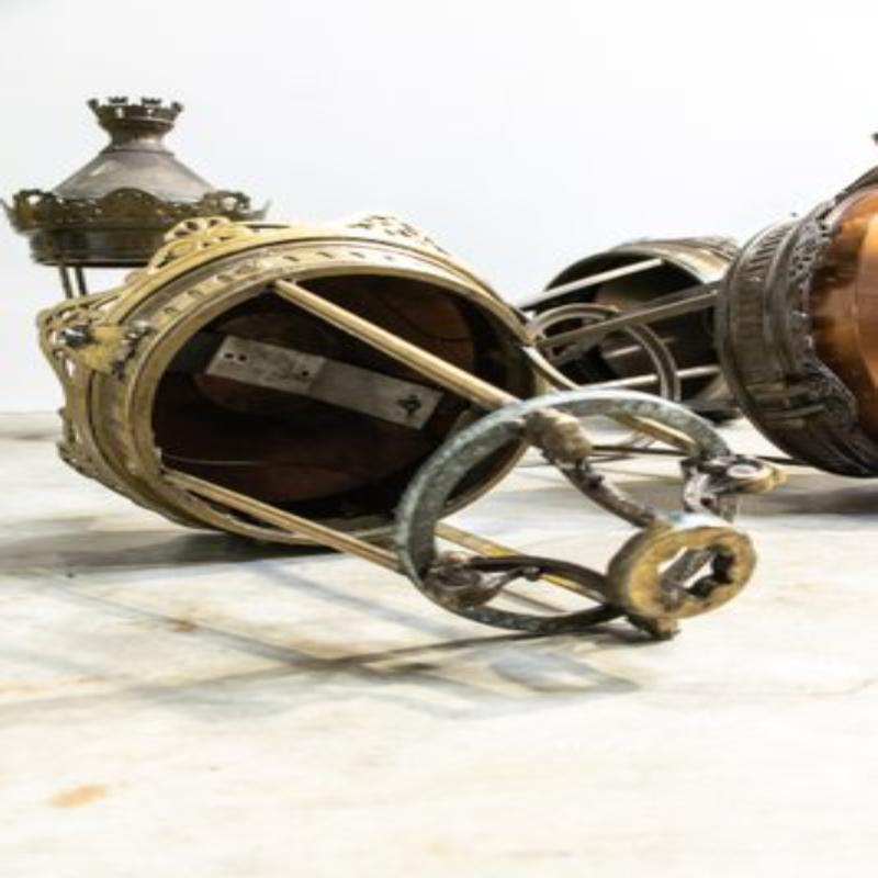 Set of 5 Copper and Brass City of Paris Lanterns, 1970s For Sale 7