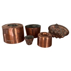 Set of 5 Copper Cake Molds, Ferrières, 19th Century