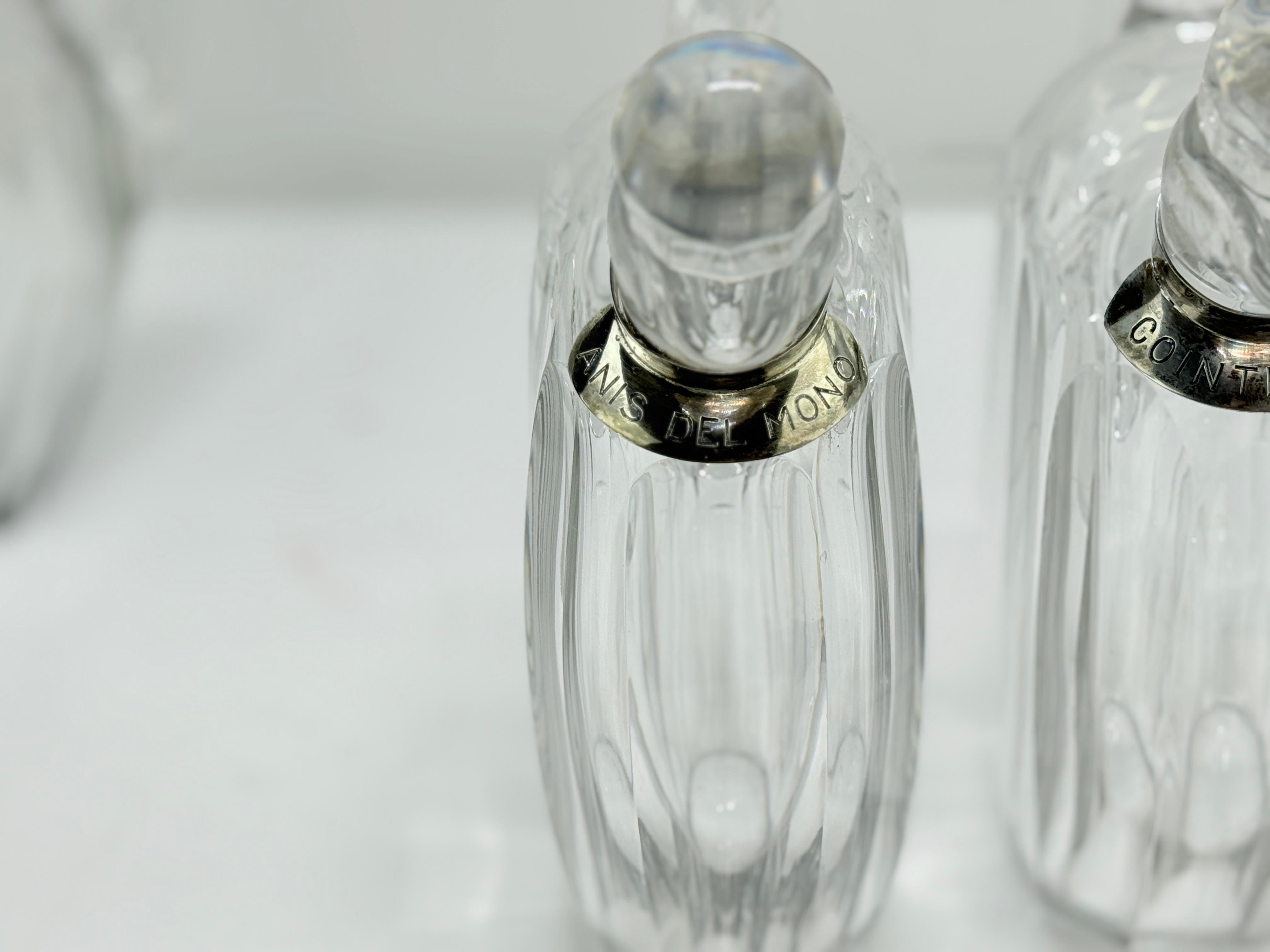 Set of 5 Crystal Liqueur Decanters by Jacques Adnet for Baccarat, Circa 1930 For Sale 5