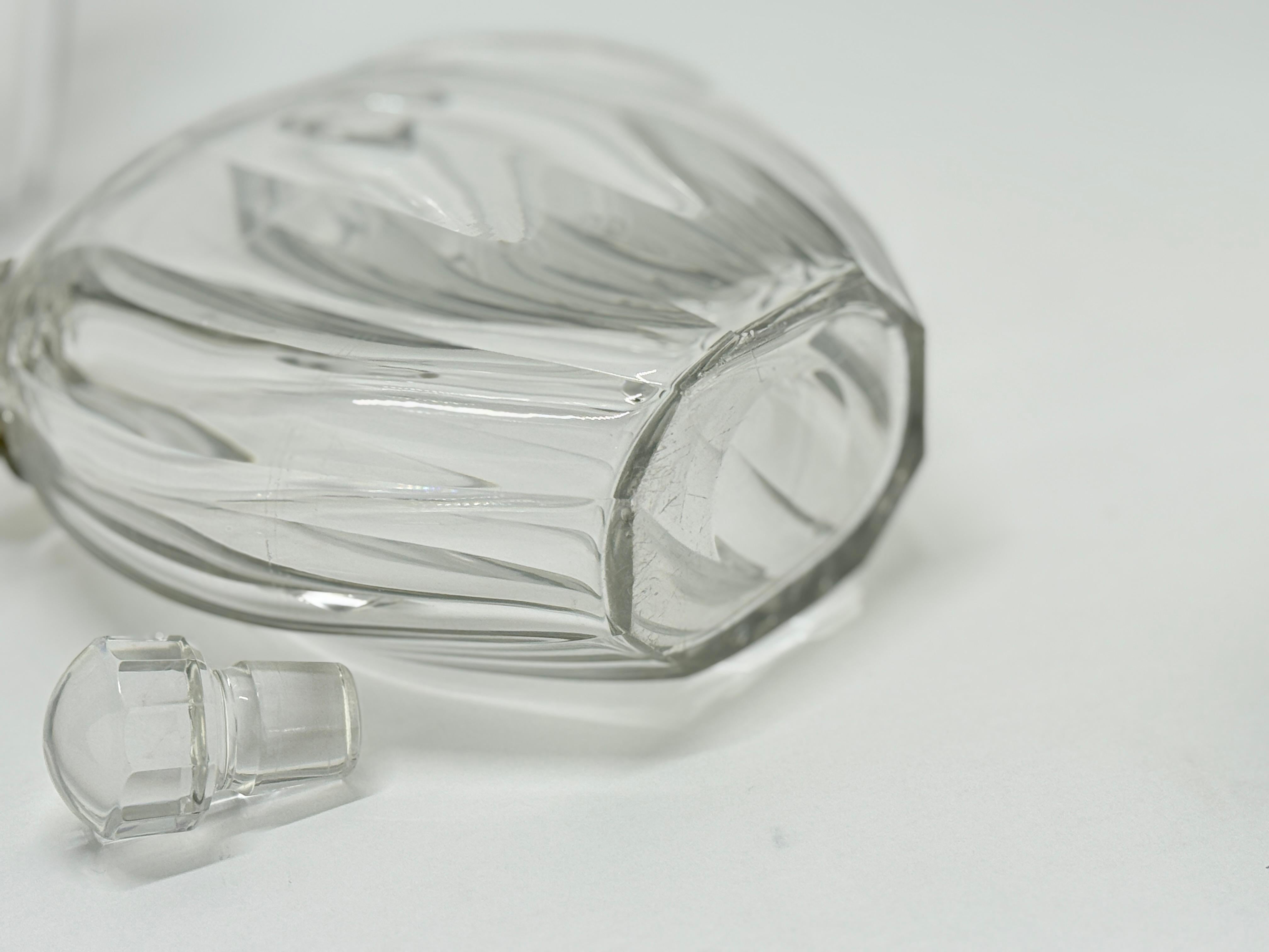 Art Deco Set of 5 Crystal Liqueur Decanters by Jacques Adnet for Baccarat, Circa 1930 For Sale