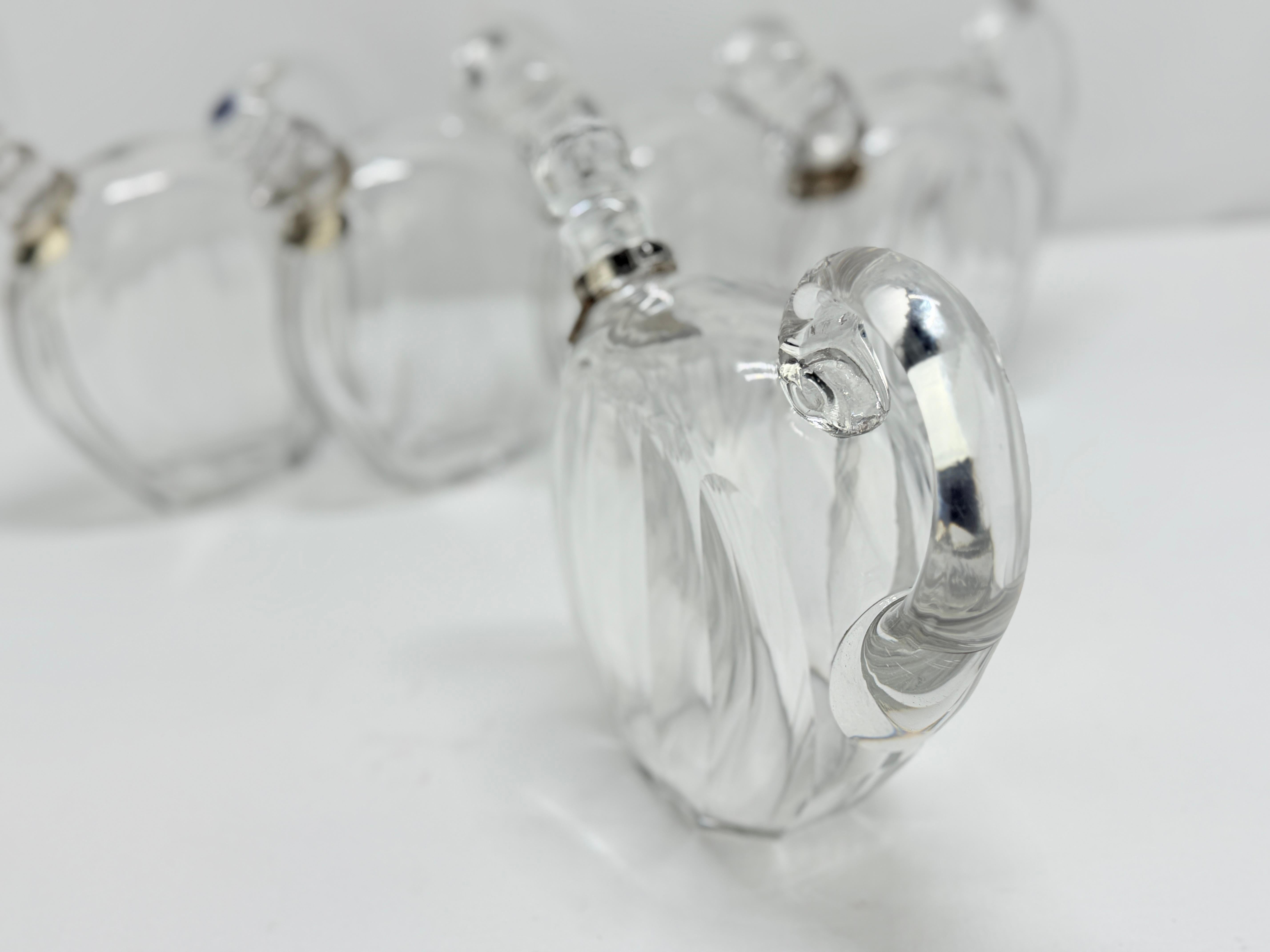 Set of 5 Crystal Liqueur Decanters by Jacques Adnet for Baccarat, Circa 1930 For Sale 1