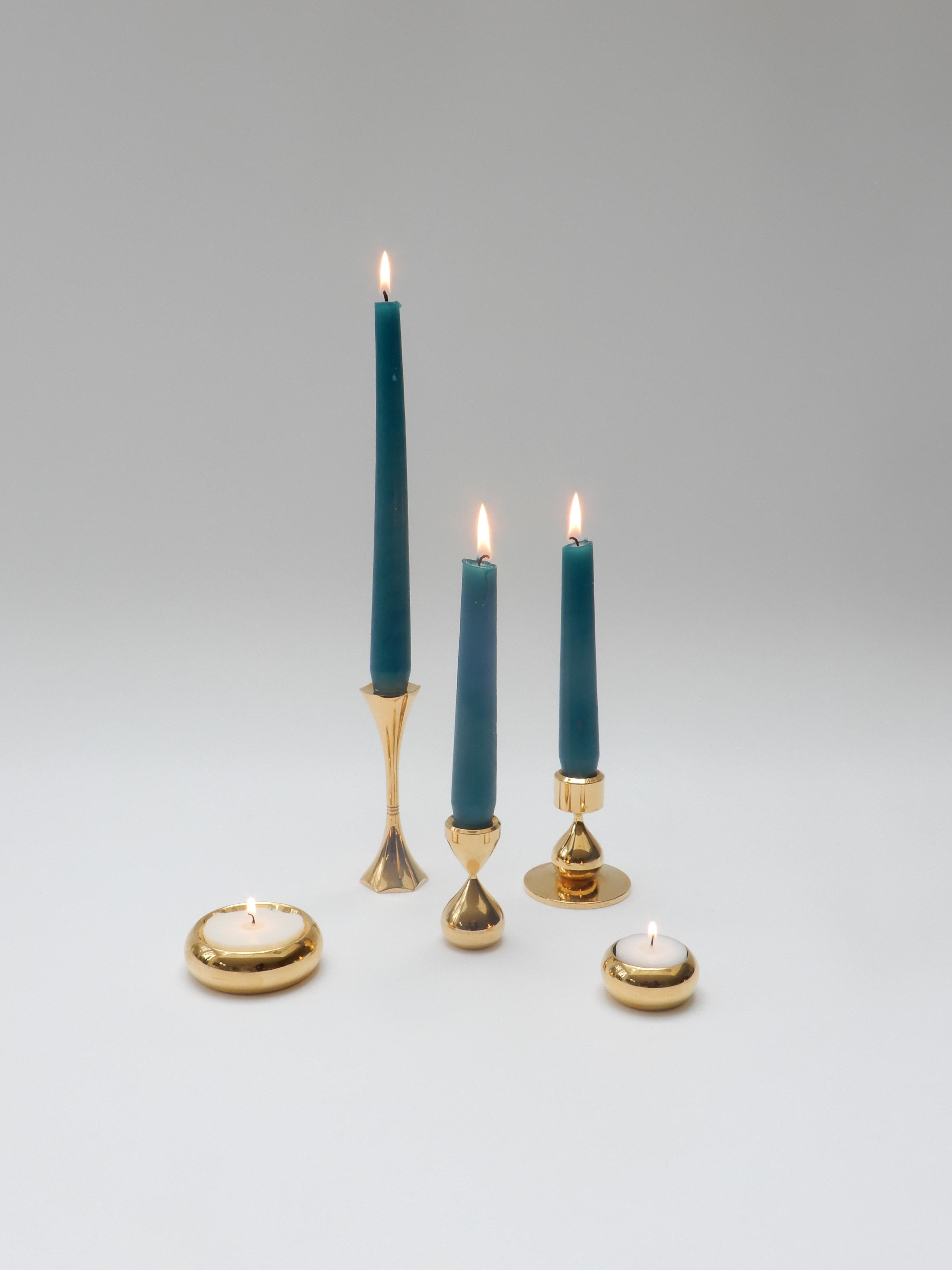 Mid-Century Modern Set of 5 Danish 24-Carat Gold-Plated Candleholders by Hugo Asmussen, 1960s