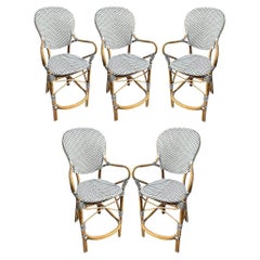 Ensemble de 5 tabourets de bar danois en rotin « Isabell » avec assise et dossier tissés par Sika D