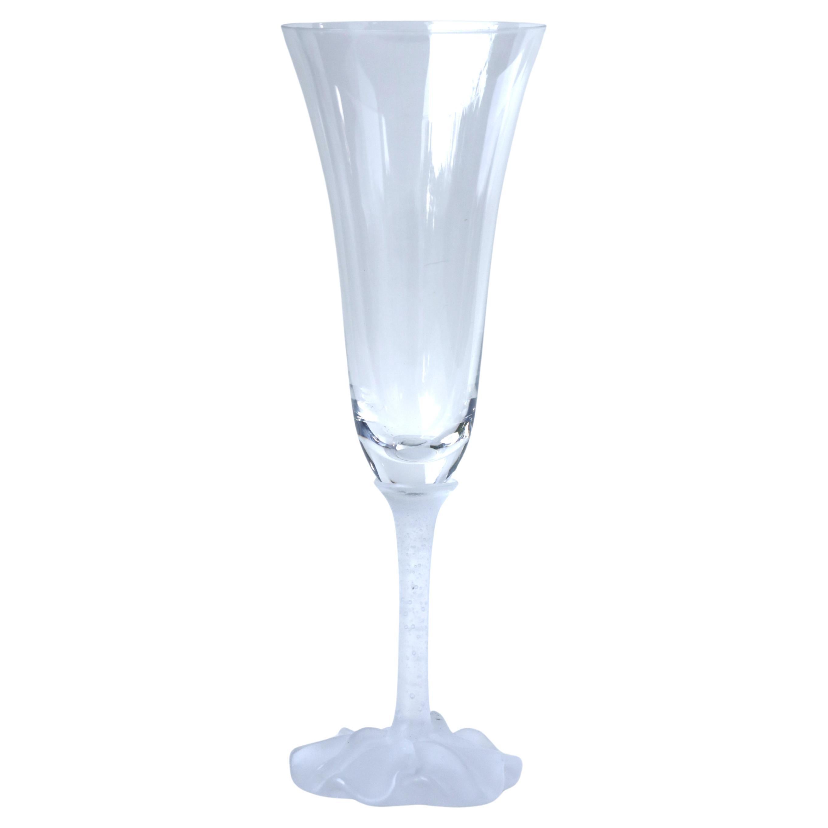 Set of 5 Daum "Bouton Rose" Champagne Flutes