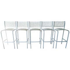 Set of 5 David Rowland for Thonet Sof-Tek White Patio Indoor/ Outdoor Bar Stools