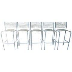 Used Set of 5 David Rowland for Thonet Sof-Tek White Patio Indoor/ Outdoor Bar Stools