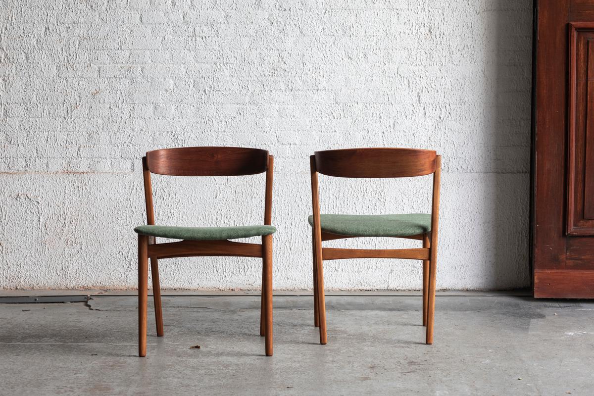 Farstrup Mobler Set of 5 Dining Chairs in Green Fabric, Danish design, 1960 7