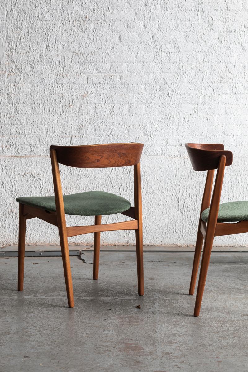 Mid-20th Century Farstrup Mobler Set of 5 Dining Chairs in Green Fabric, Danish design, 1960