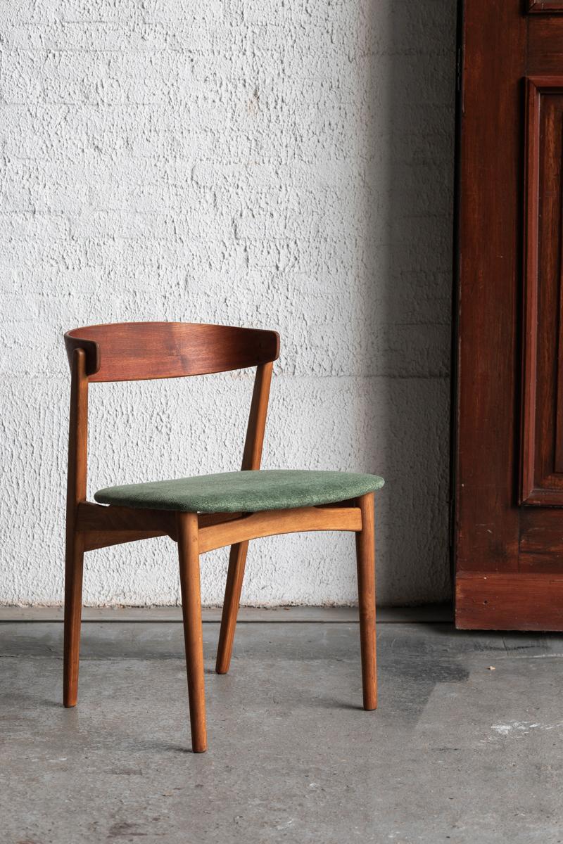 Farstrup Mobler Set of 5 Dining Chairs in Green Fabric, Danish design, 1960 1