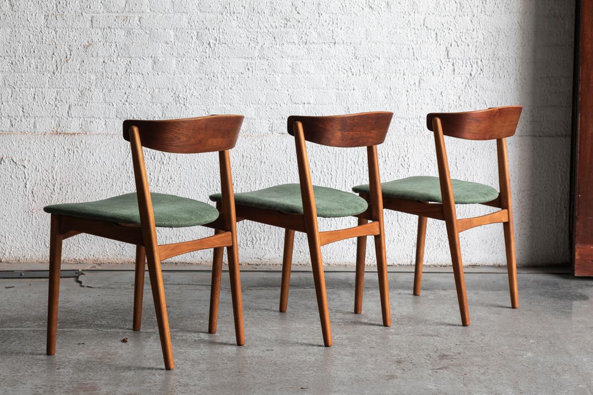 Farstrup Mobler Set of 5 Dining Chairs in Green Fabric, Danish design, 1960 2