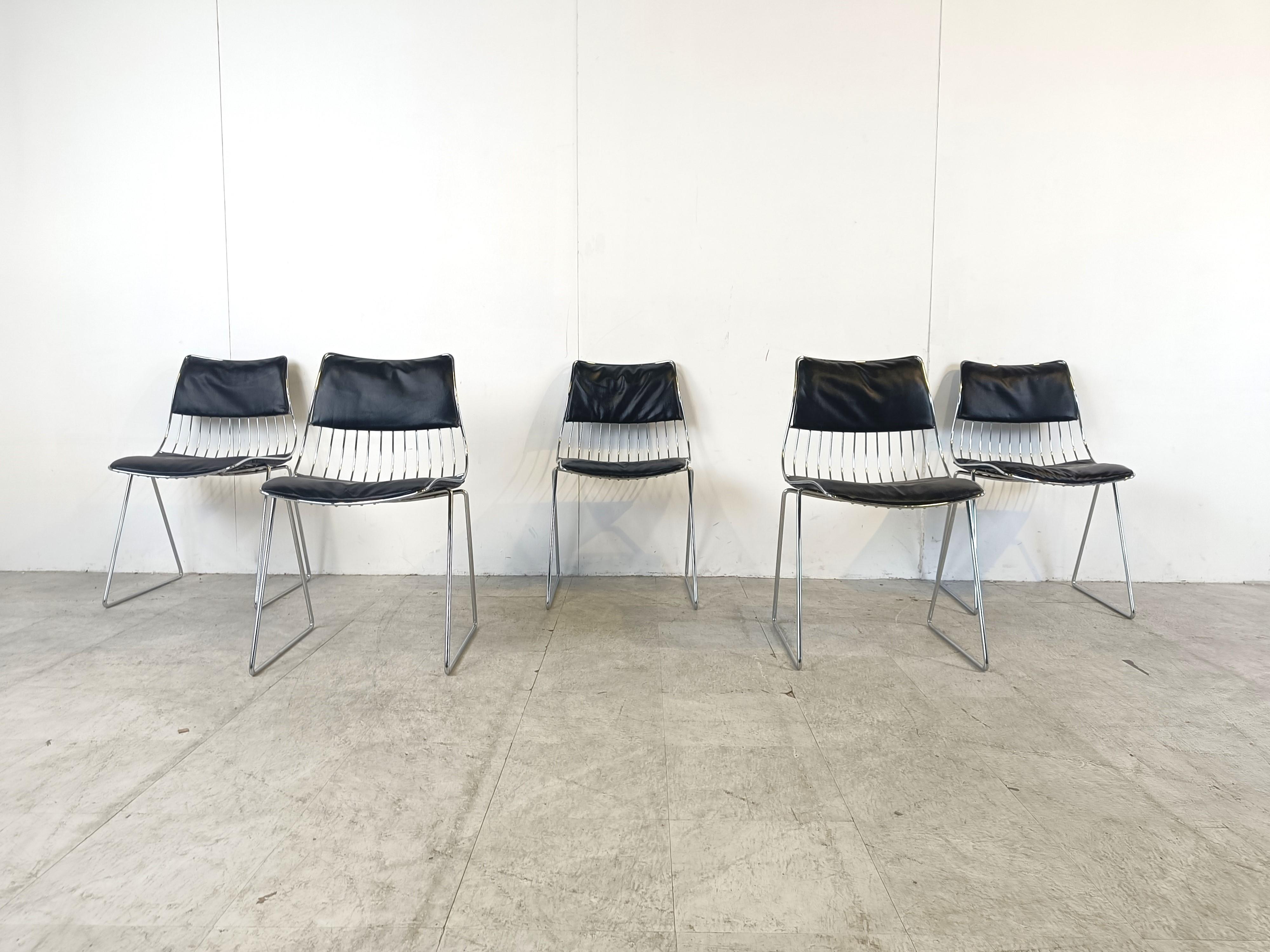 Space Age Set of 5 dining chairs by Rudi Verelst for Novalux, 1970s