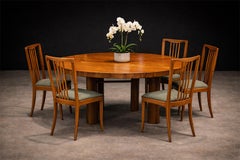 Set of 5 Dining Chairs in Hardwood & Fabric by Giuseppe Scapinelli, c. 1950s