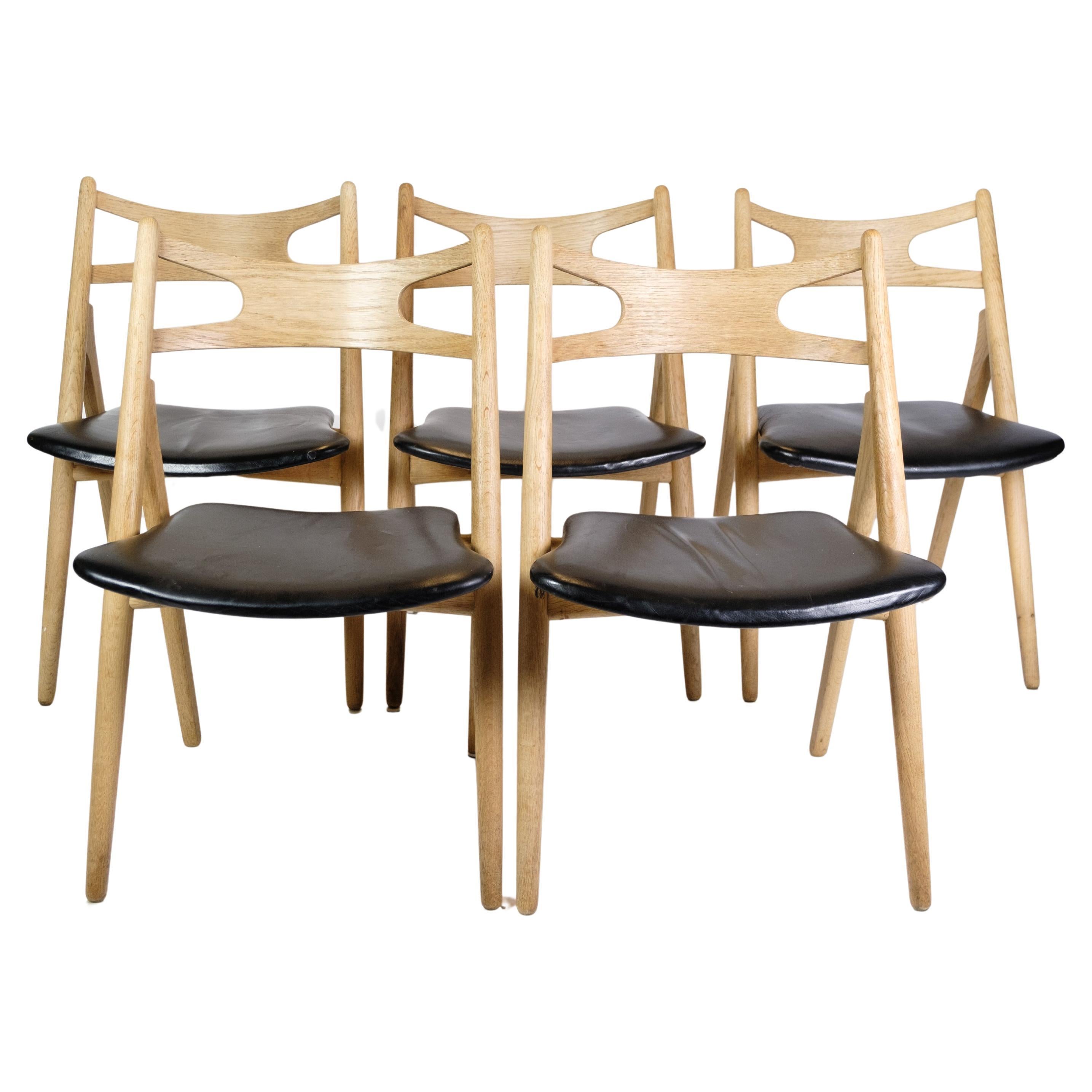 Ensemble de 5 chaises de salle à manger modèle CH29P de Hans Wegner & Carl Hansen, première édition en vente