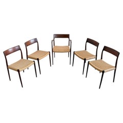 Set of 5 Dining Room Chairs by Niels Otto Moller, Denmark 1960s