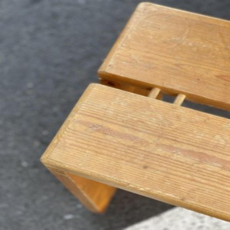 Set of 5, Dining Room Table, Stools and Bench by Charlotte Perriand for Les Arcs For Sale 3