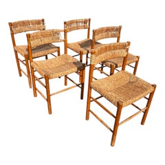 set of 5 Dordogne chairs by Charlotte Perriand , 1950's