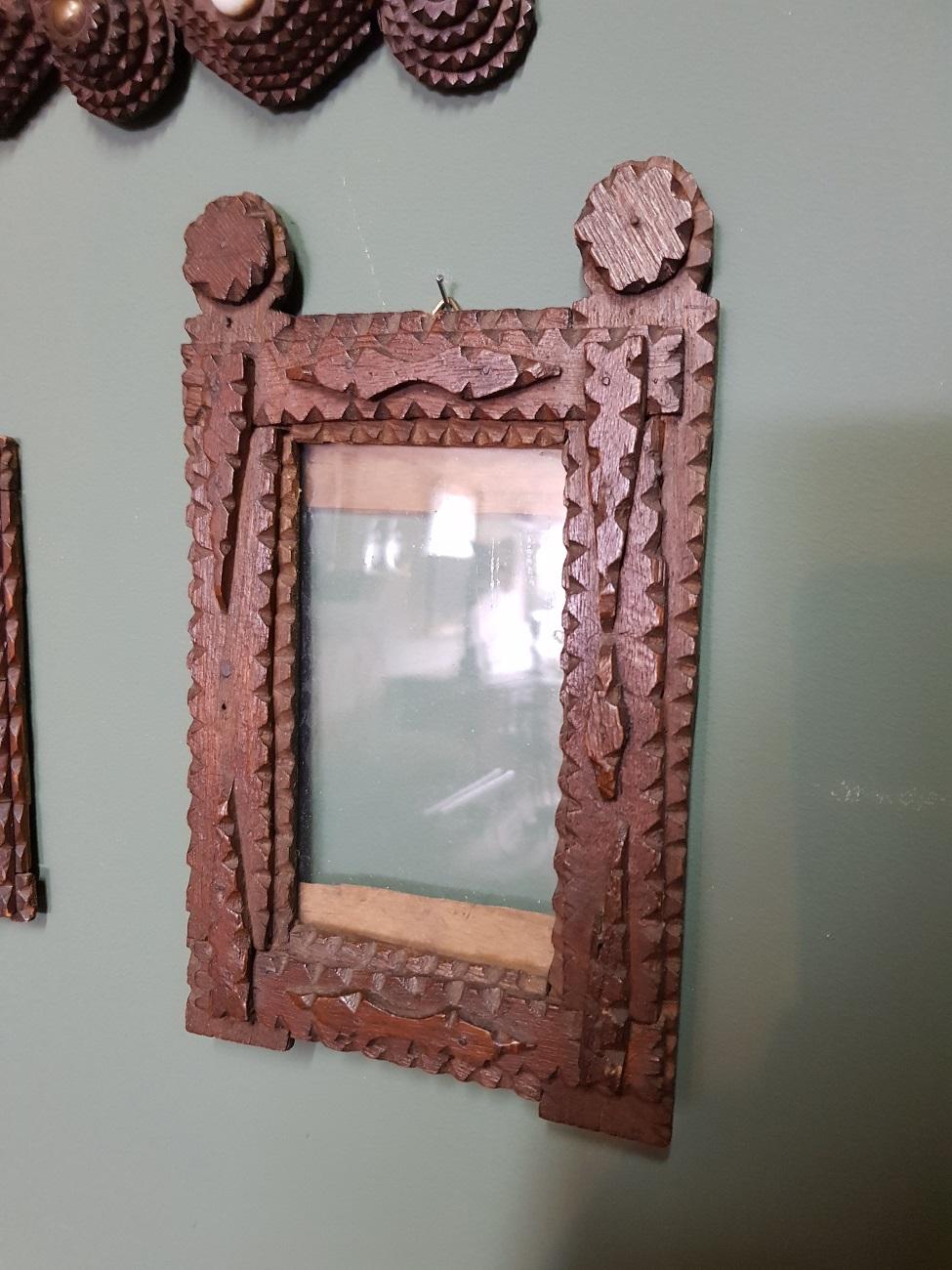 Set of 5 Early 20th Century Tramp Art Picture Frames In Good Condition In Raalte, NL