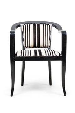 Set of 5 Ed Wormley Ebonized With Striped Upholestory Armchair