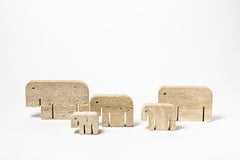 5er-Set Elefanten-Tierskulptur aus Travertin von Fratelli Mannelli