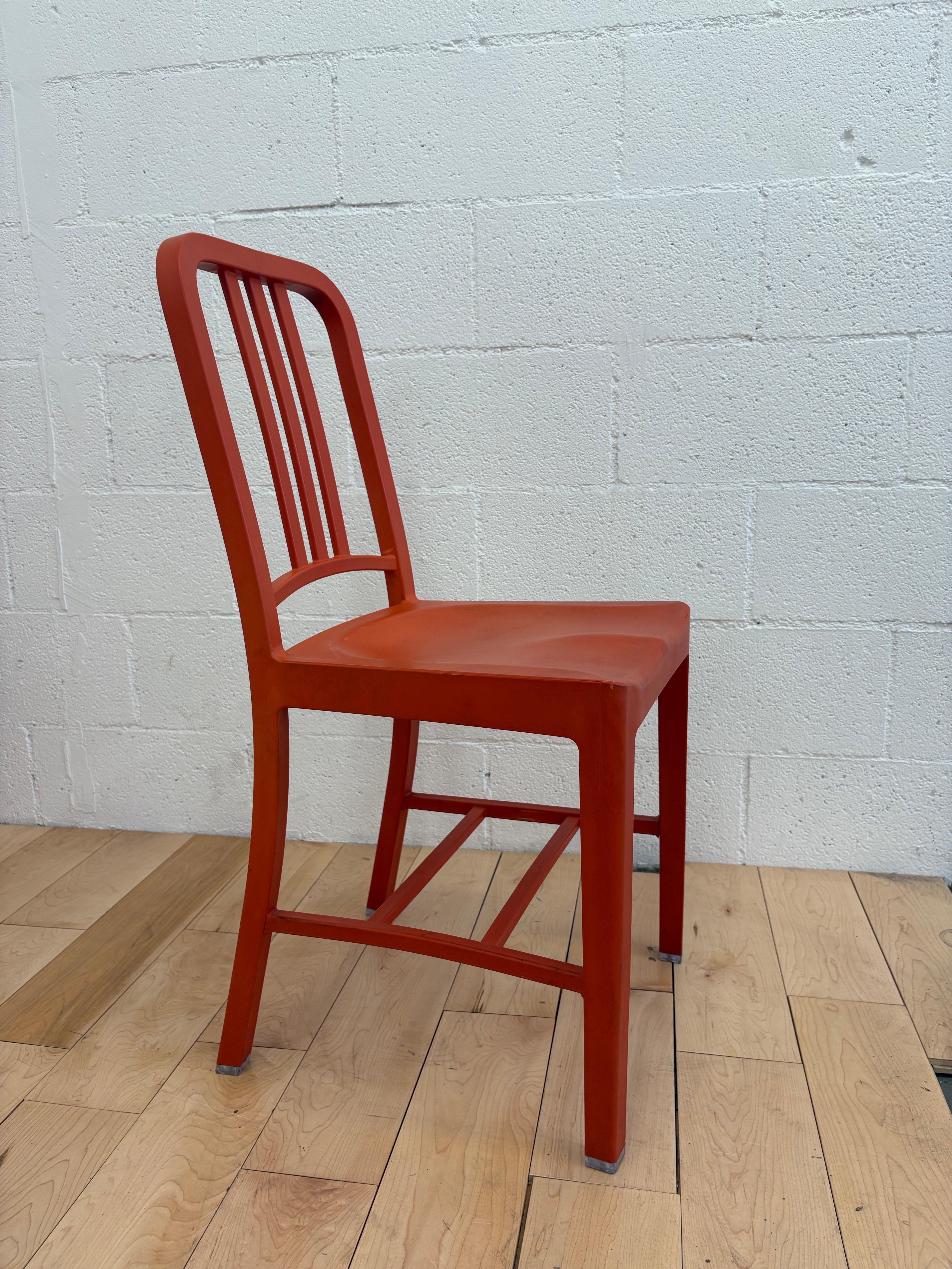Set of 5 Emeco 111 Navy Chairs in Red In Good Condition For Sale In Los Angeles, CA