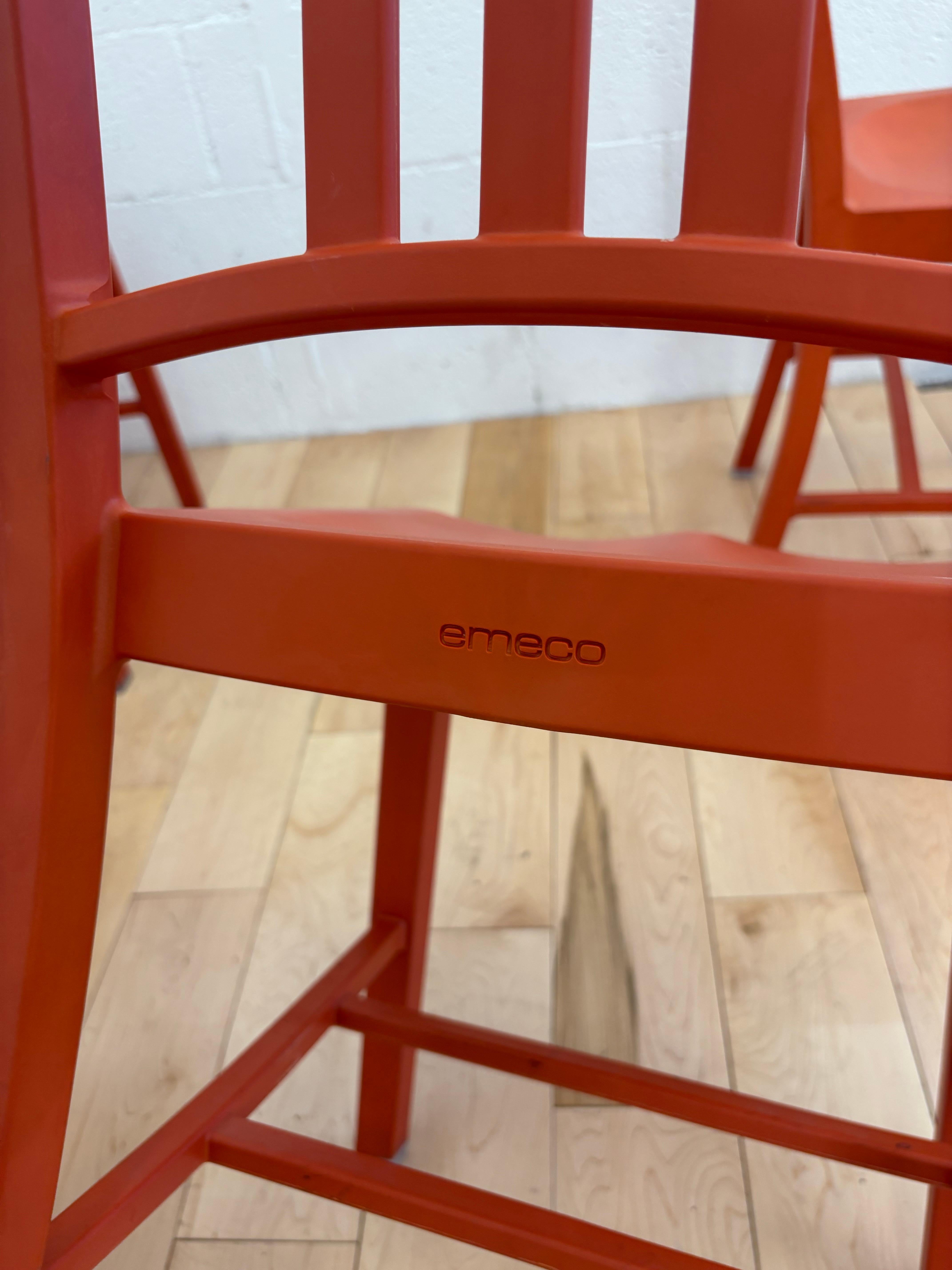 Aluminum Set of 5 Emeco 111 Navy Chairs in Red For Sale