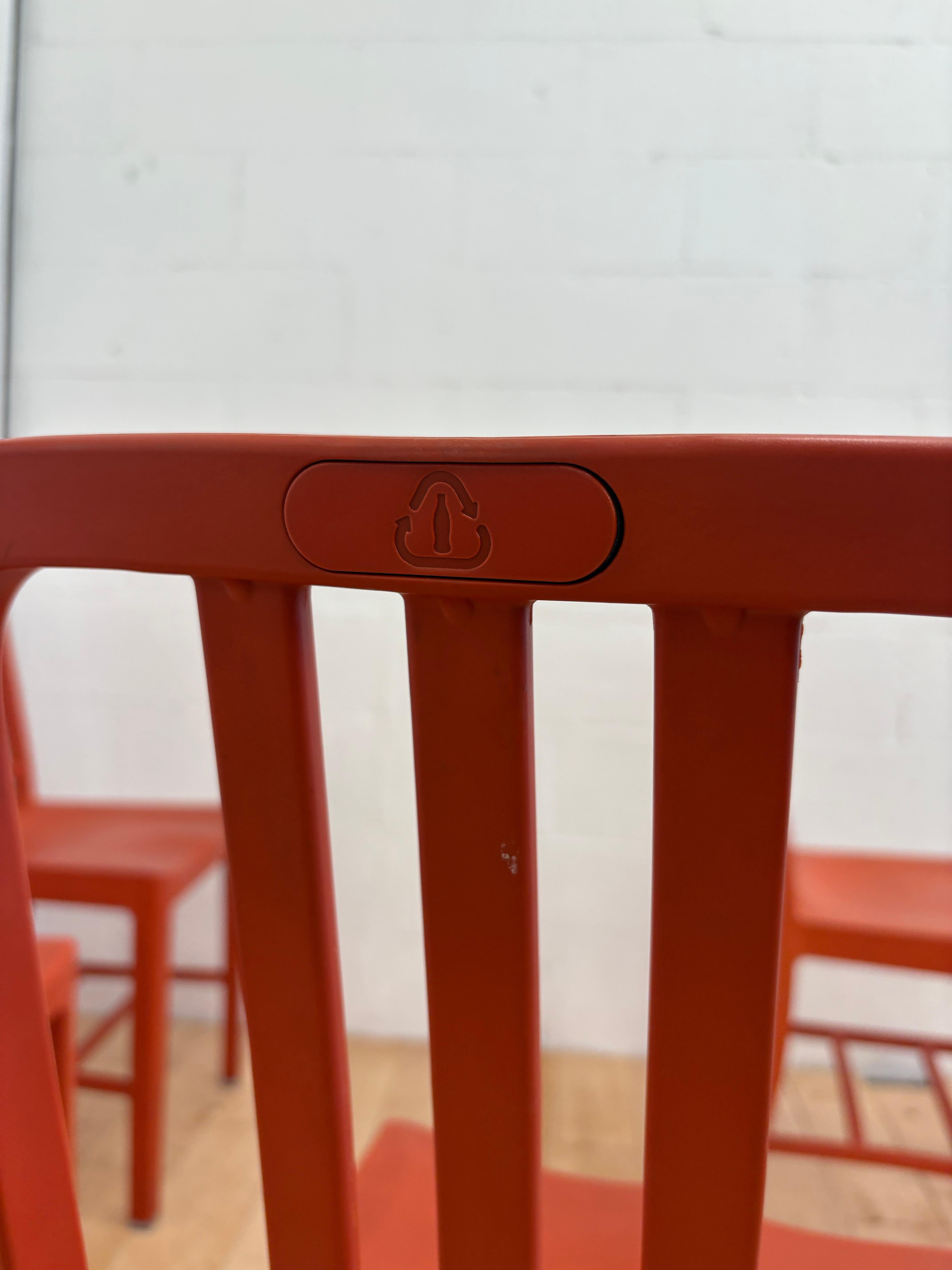 Set of 5 Emeco 111 Navy Chairs in Red For Sale 2