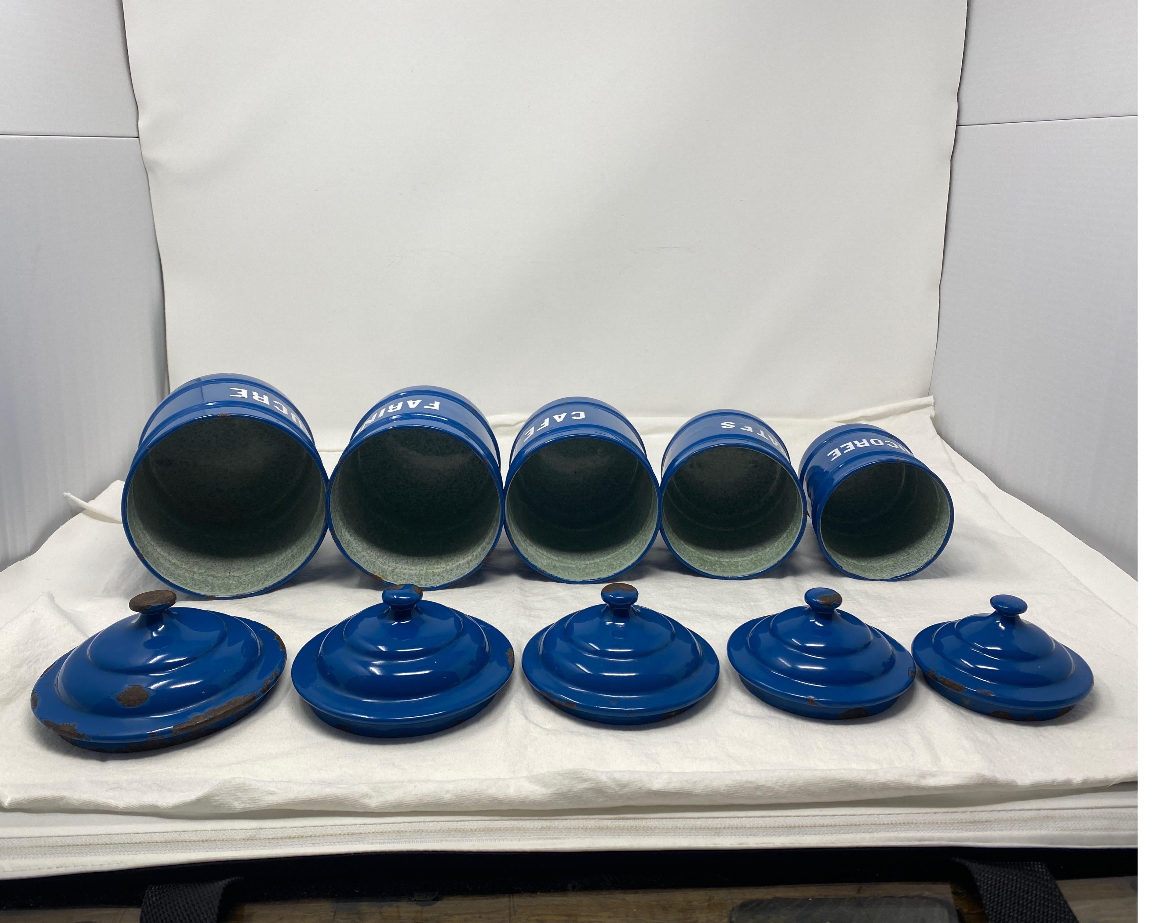 Set of 5 Enameled Canisters 4