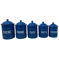 Set of 5 Enameled Canisters