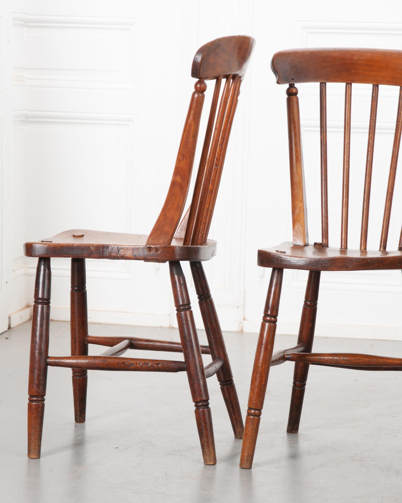 Set of 5 English 19th Century Oak Dining Chairs For Sale 7