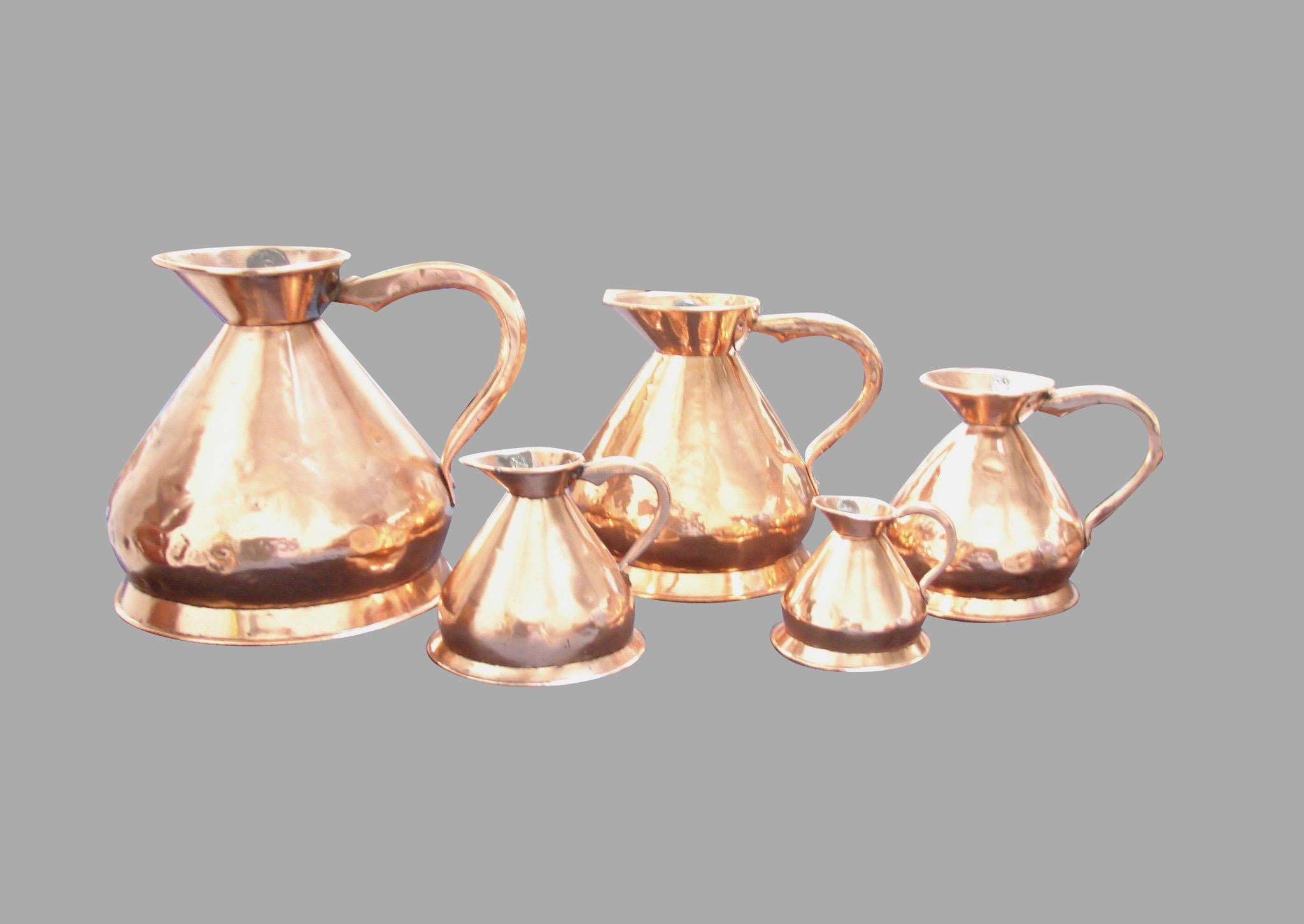 Set of 5 English Copper Graduated Haystack Measures 4 Gallons to 1 Quart 4