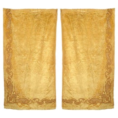 Set of 5 English Victorian Style Gold Velvet Drapes