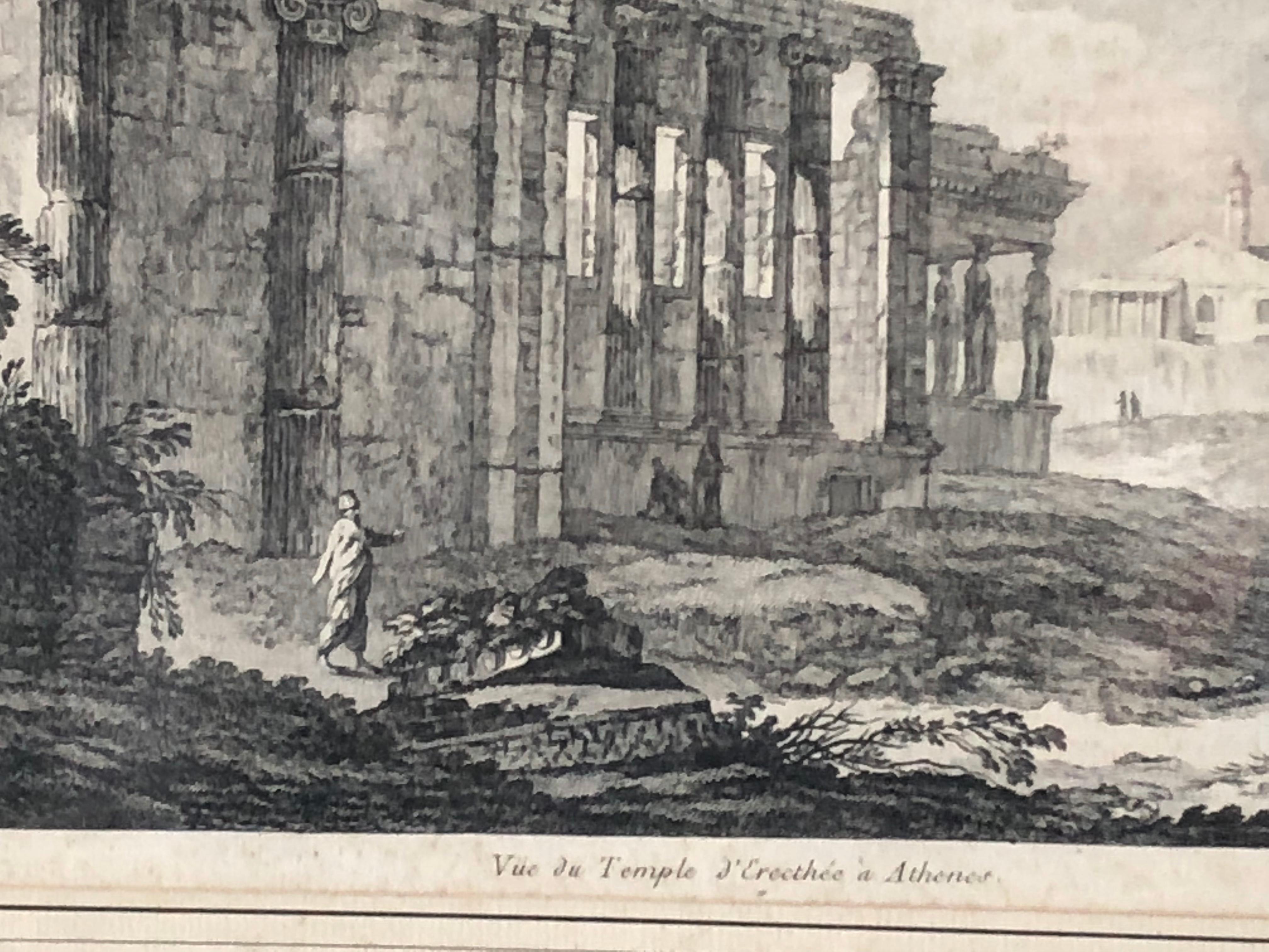 Neoclassical Set of 5 Engravings, ‘Les Ruines De Grece’ 1758, by Julien Le Roy