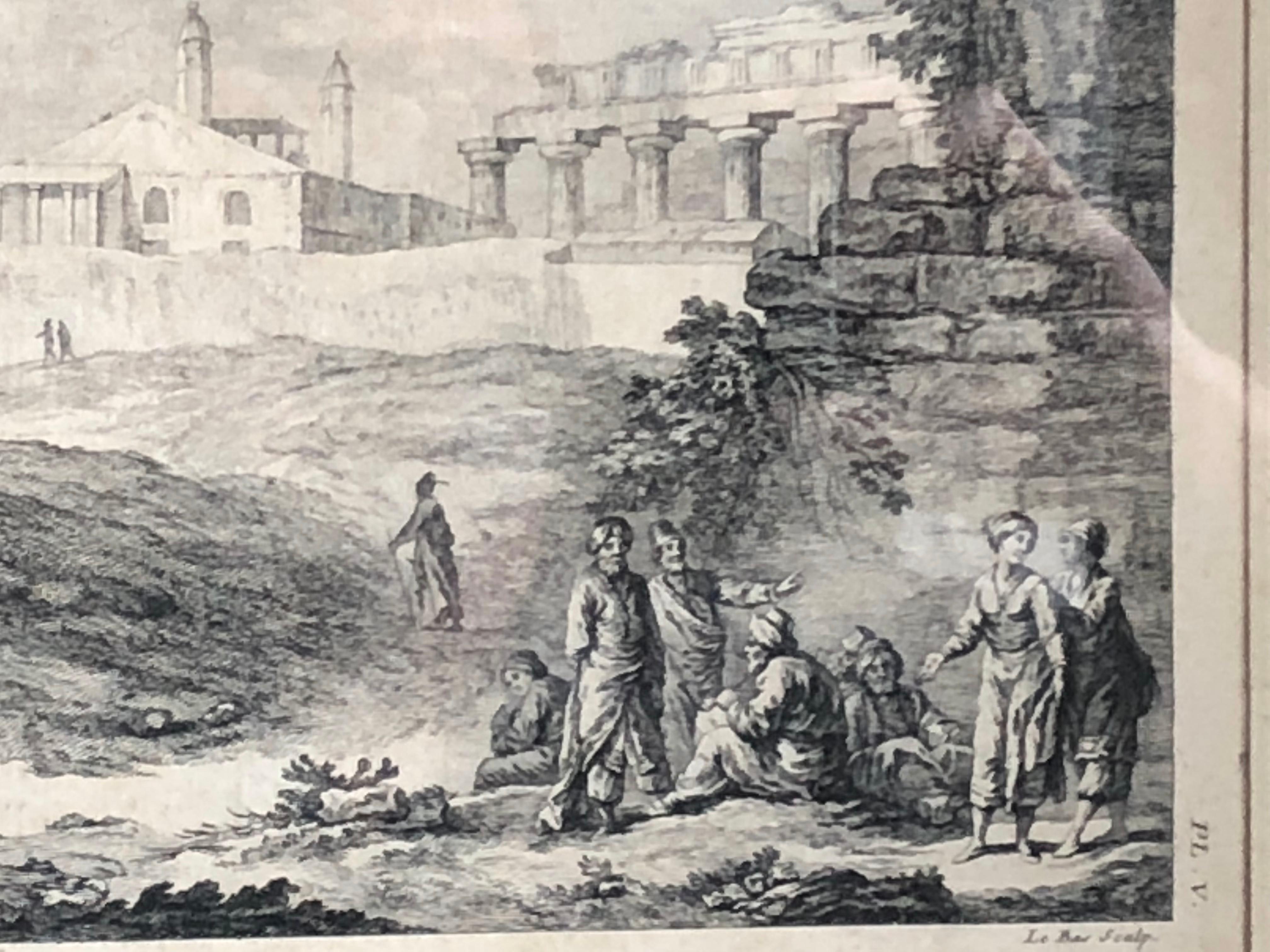 Engraved Set of 5 Engravings, ‘Les Ruines De Grece’ 1758, by Julien Le Roy