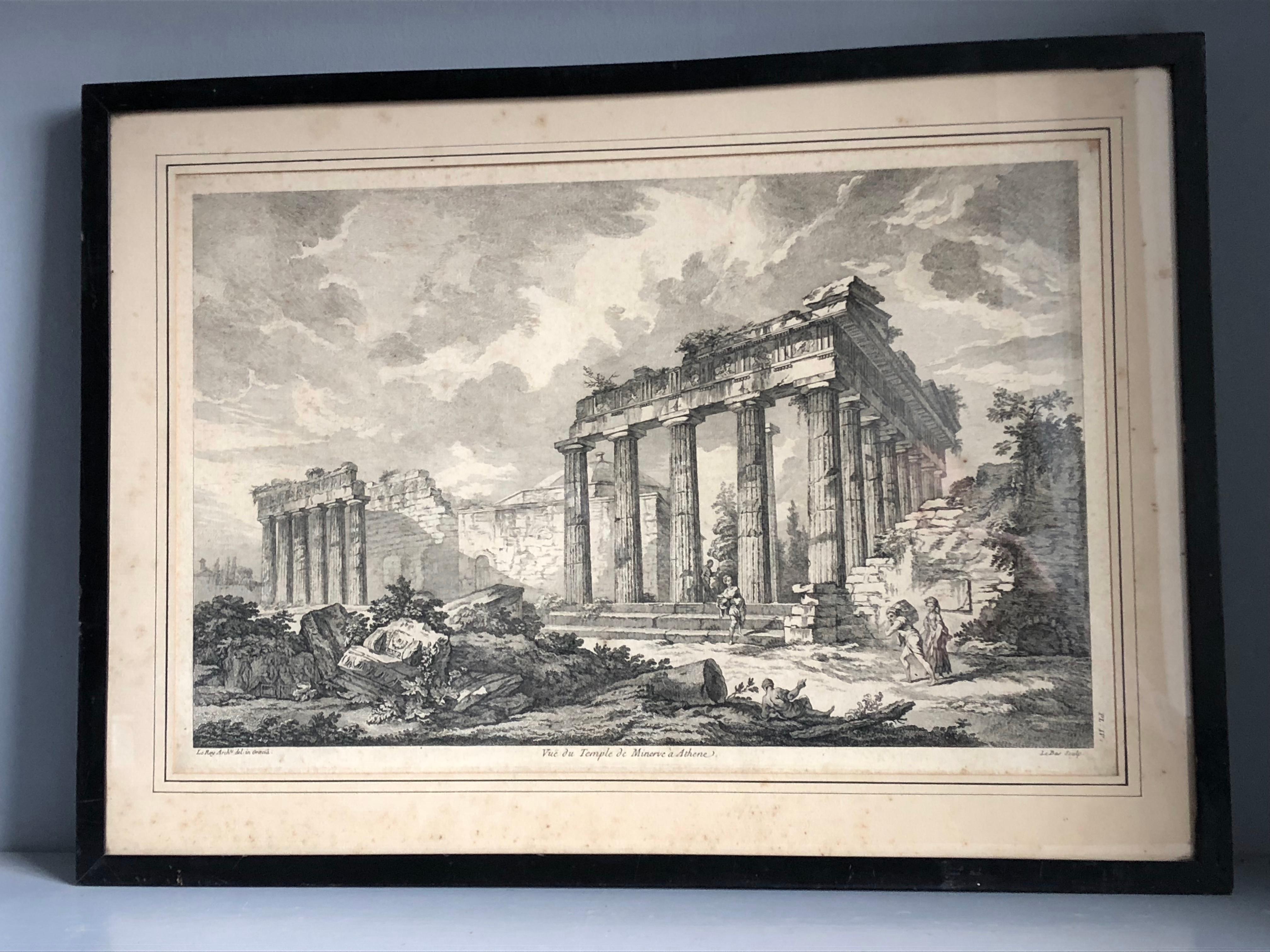 Paper Set of 5 Engravings, ‘Les Ruines De Grece’ 1758, by Julien Le Roy