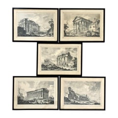 Antique Set of 5 Engravings, ‘Les Ruines De Grece’ 1758, by Julien Le Roy