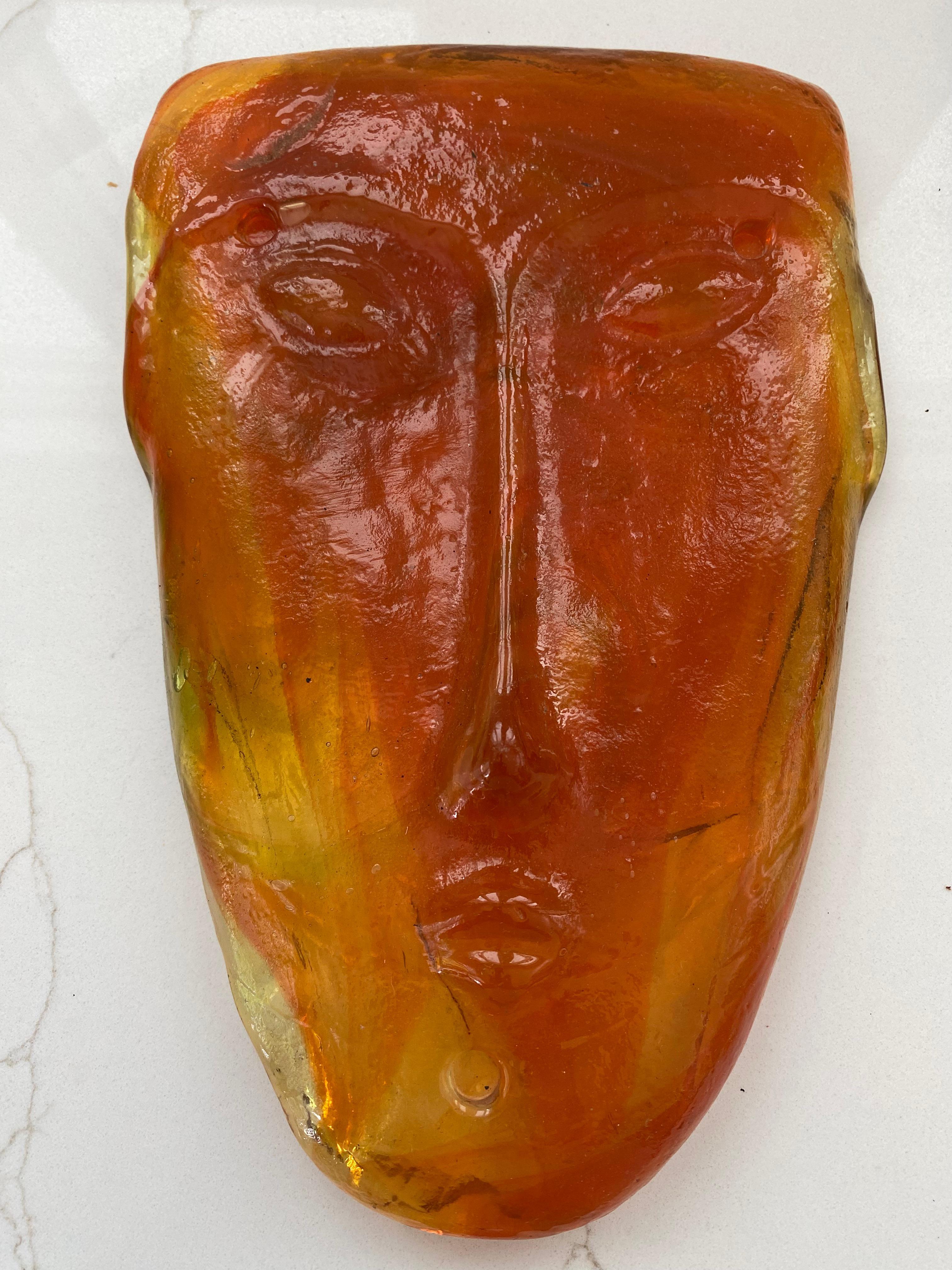 Set von 5 Erik Hoglund-Wandleuchtern aus Glas mit Gesichtsmasken, mehrfarbig, Mitte des Jahrhunderts im Zustand „Relativ gut“ im Angebot in Bridgehampton, NY