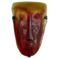 Vintage Set of 5 Erik Hoglund styled Glass Face Masks Wall Sconces Multicolor Midcentury