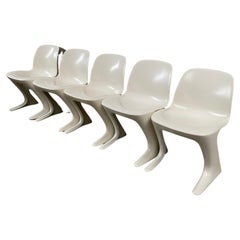 Juego de 5 sillas canguro blancas Ernst Moeckl, Alemania, años 60
