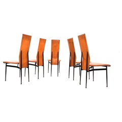 Vintage Set of 5 Fasem S44 leather dining chairs by Giancarlo Vegni & Gualtierotti