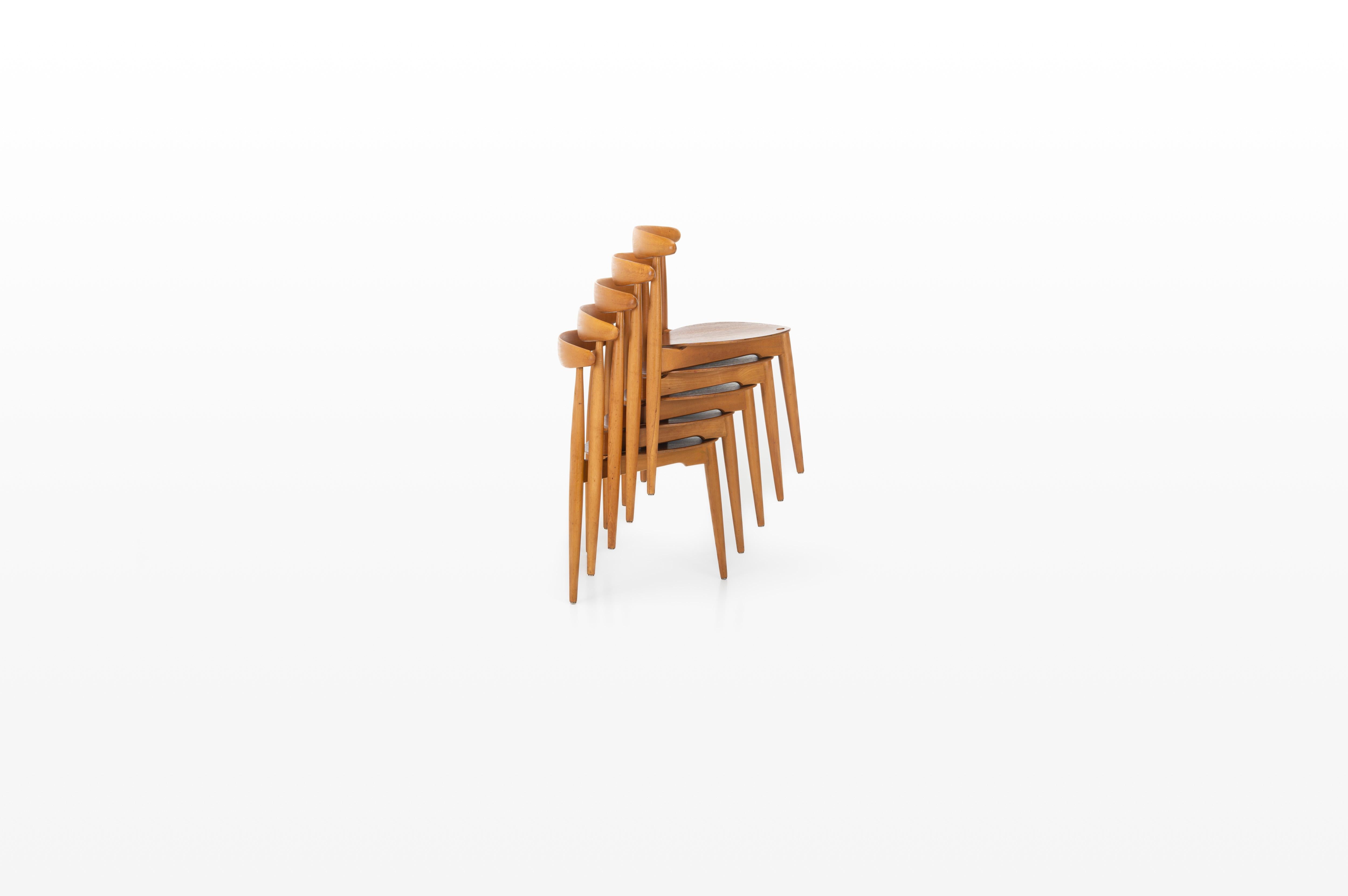 Set of 5 'FH4103' dining chairs by Hans J. Wegner for Fritz Hansen, Denmark 1950 In Good Condition In Ranst, VAN