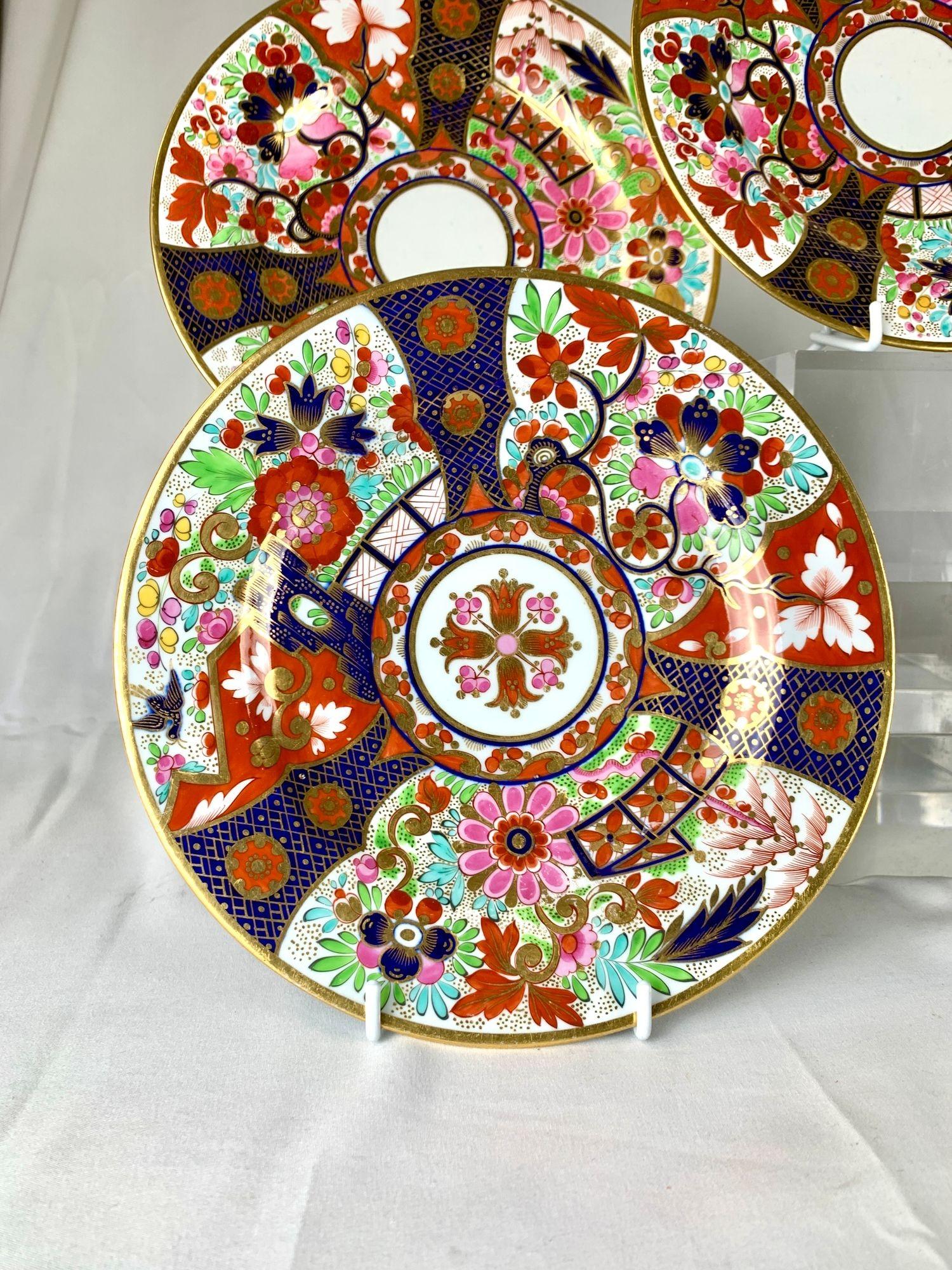 Regency Set of 5 Flight Barr & Barr Worcester Imari Plates Hand Painted Circa 1810 For Sale