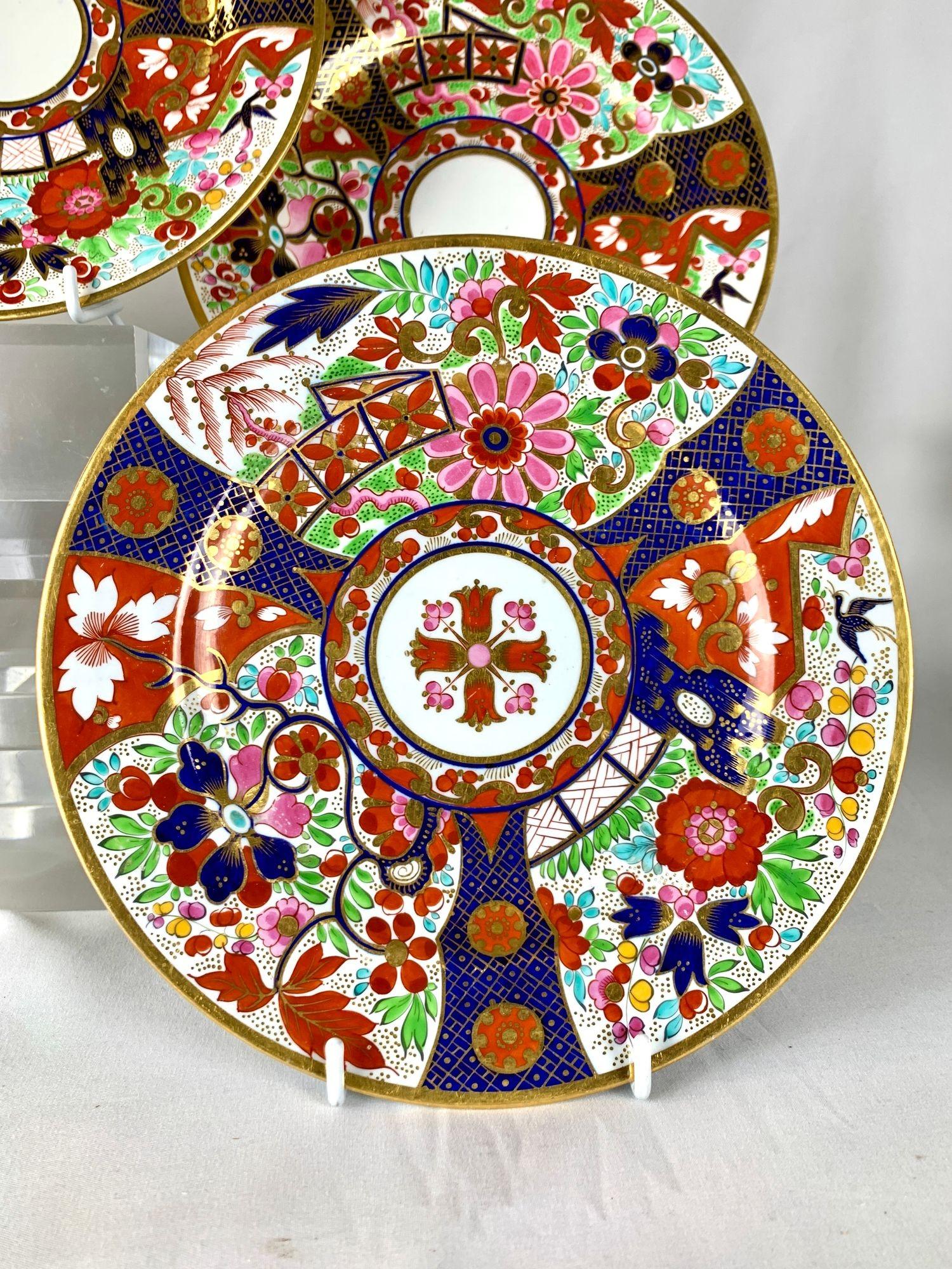 19th Century Set of 5 Flight Barr & Barr Worcester Imari Plates Hand Painted Circa 1810 For Sale