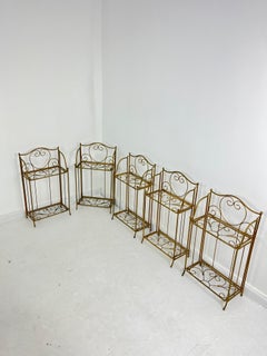 Set of 5 Folding Gilded Iron Planters/pot holders, 1960s