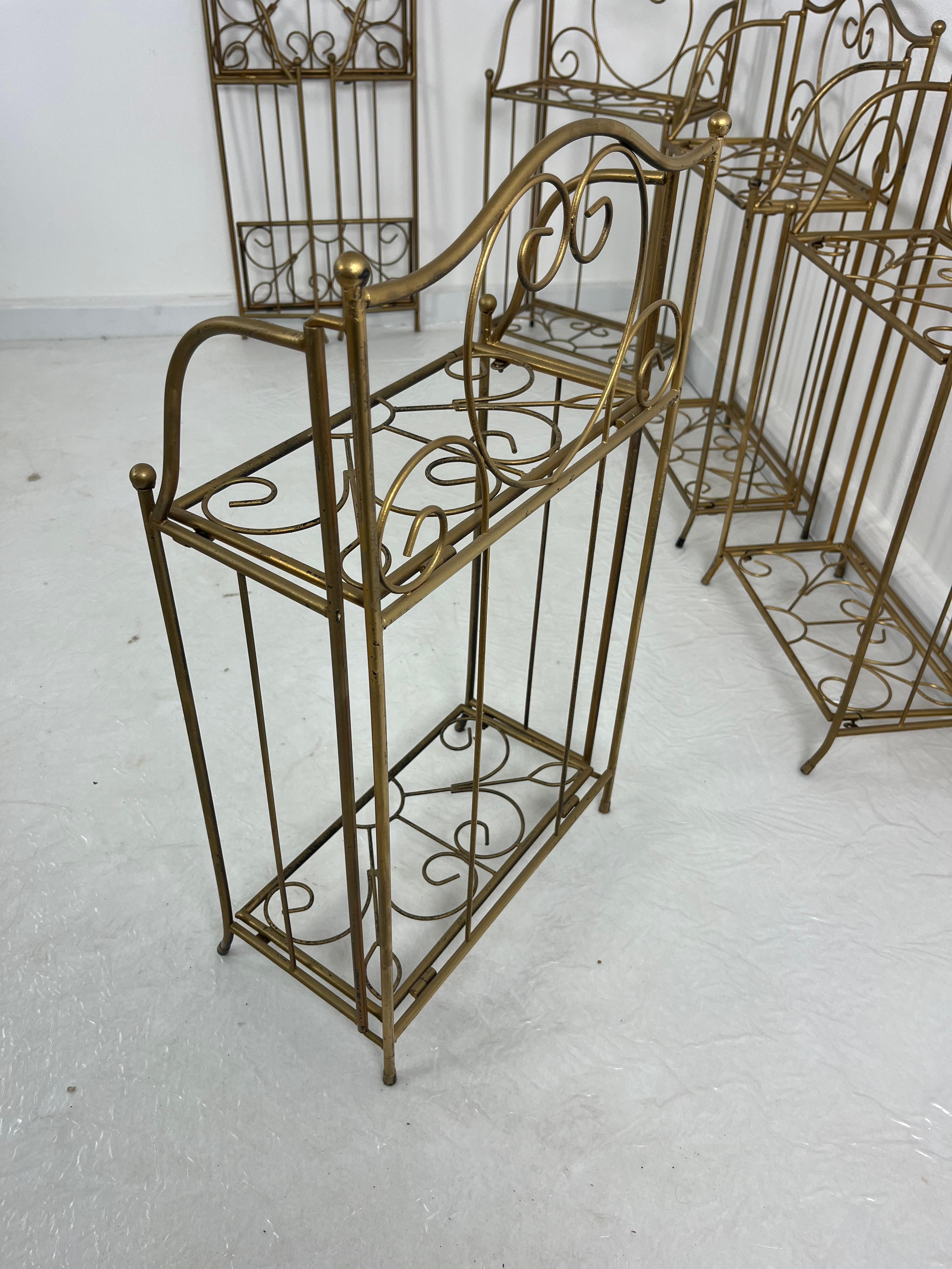Mid-20th Century Set of 5 Folding Gilded Iron Planters/pot holders, 1960s For Sale