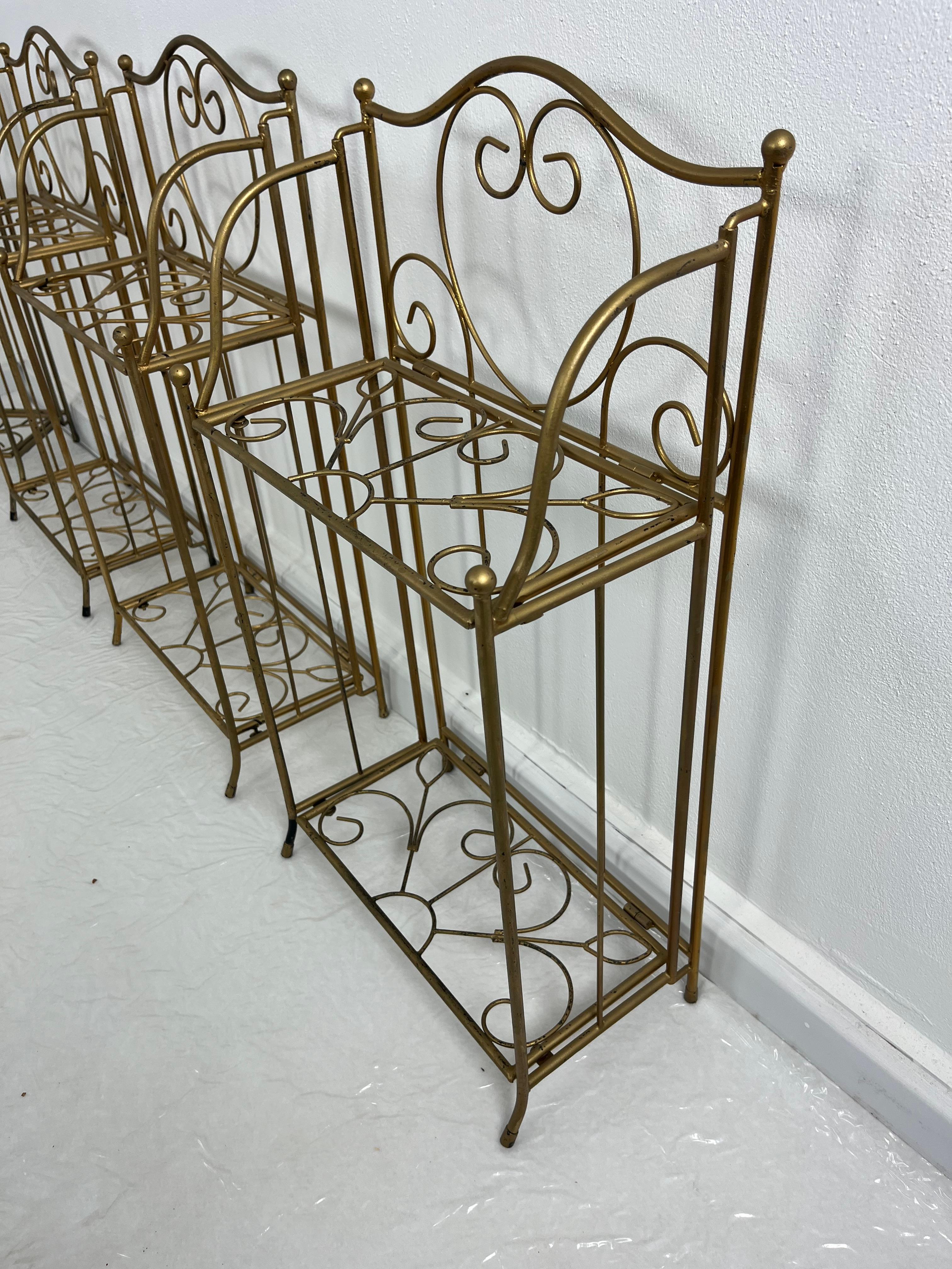 Set of 5 Folding Gilded Iron Planters/pot holders, 1960s For Sale 1