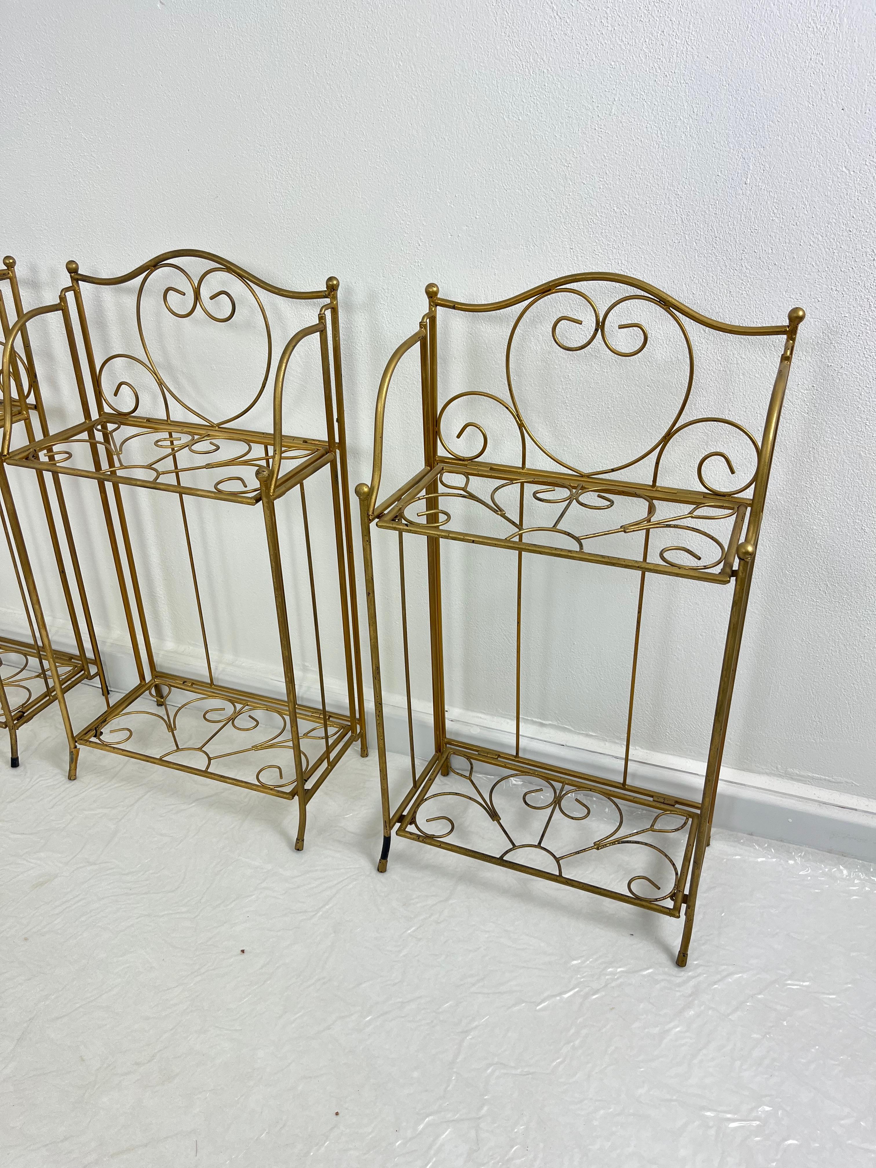 Set of 5 Folding Gilded Iron Planters/pot holders, 1960s For Sale 2