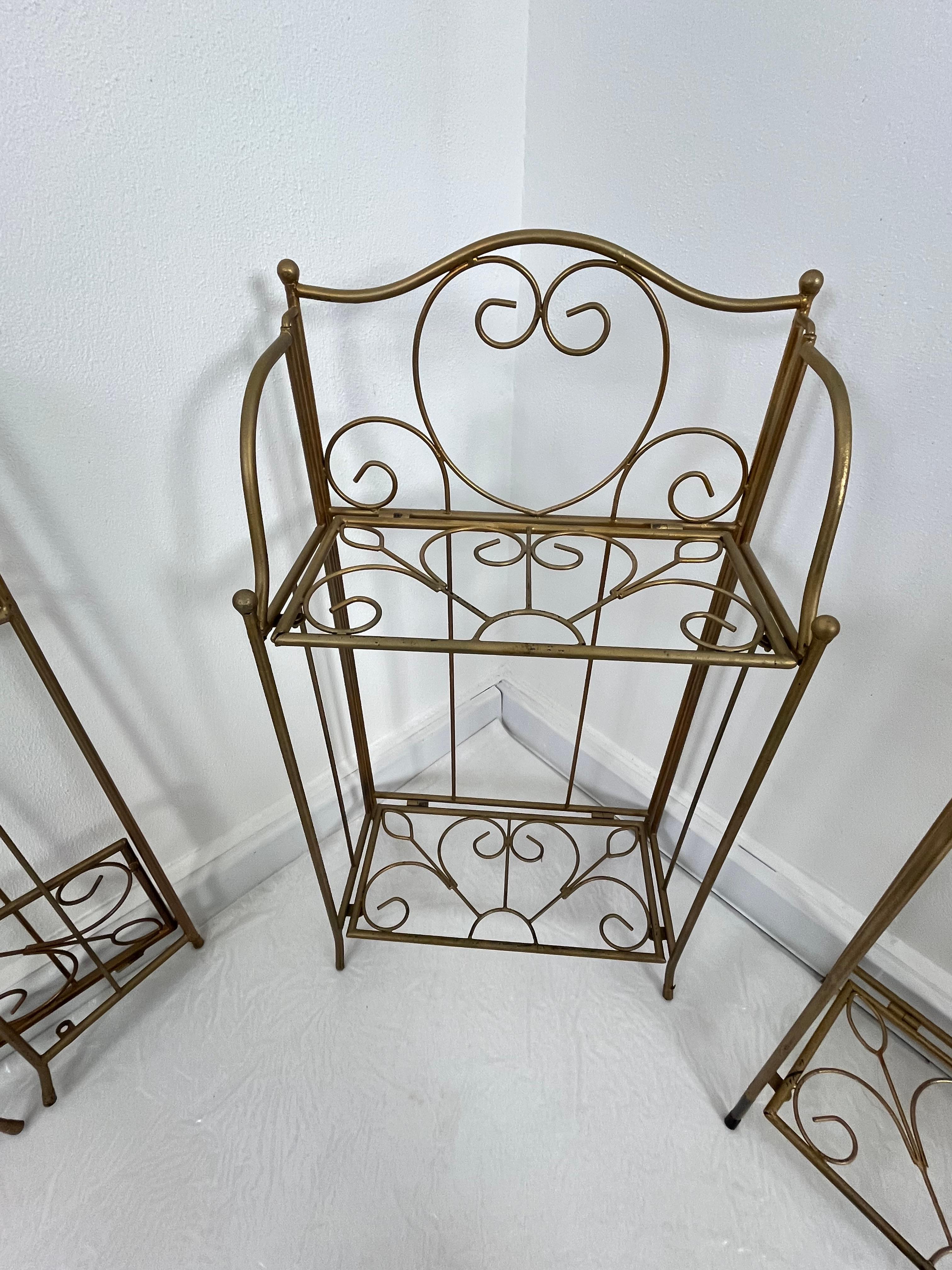 Set of 5 Folding Gilded Iron Planters/pot holders, 1960s For Sale 3